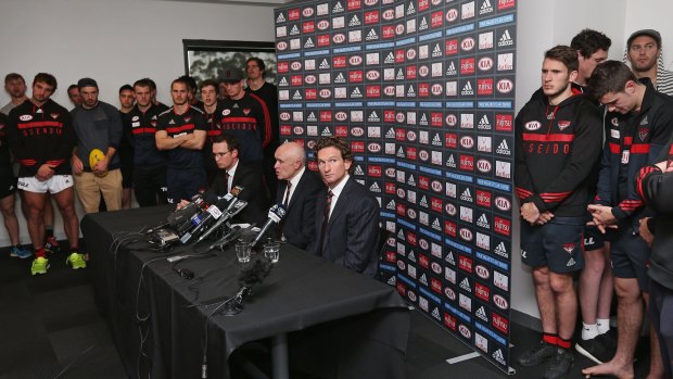 The end: James Hird addresses the media on Tuesday afternoon.