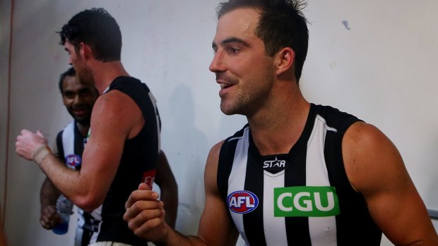 Steele Sidebottom injured his hand in the Magpies' win.