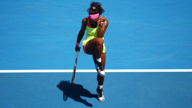 Serena Williams celebrates her win.