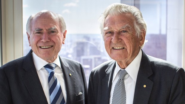 Former prime minister Bob Hawke (right) is on the guest list of Howard on Menzies: Building Modern Australia.