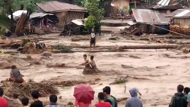 Raging flood waters in Lanao del Norte, Zamboanga Pennisula, southern Philippines.