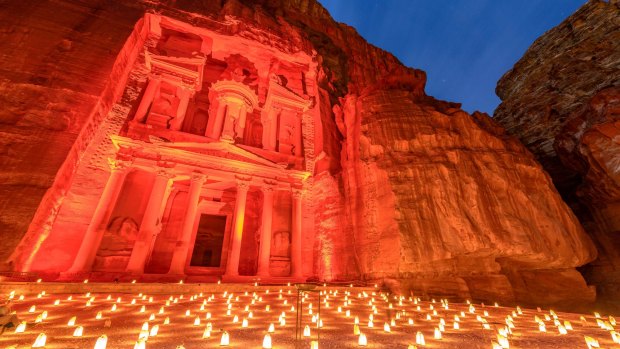 Petra by Night in the light of 1800 candles. 