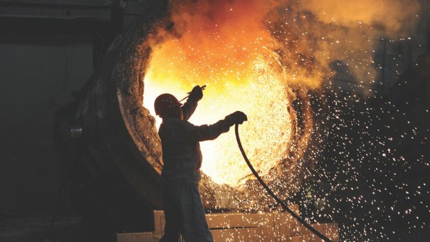 A steelworker in Hefei. If China is serious about fostering a more sustainable economy, its steel industry will have to shrink -- and there's nothing that Australia's iron miners can do to change that.