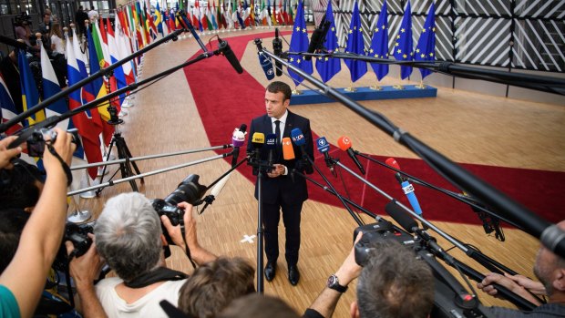 Macron speaks almost exclusively at press conferences with other world leaders.