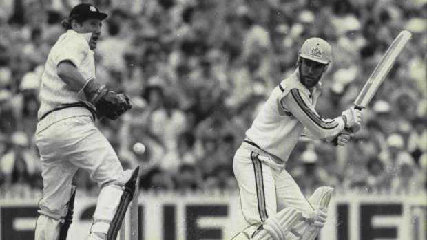English wicketkeeper David Bairstow drops a catch from Australian great Greg Chappell at the SCG in December 1979.