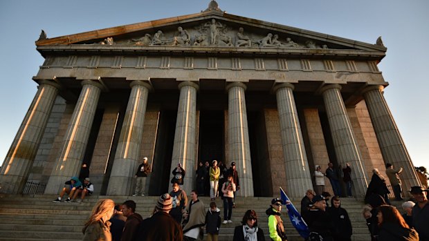 Dawn service at the Shrine of Remembrance.