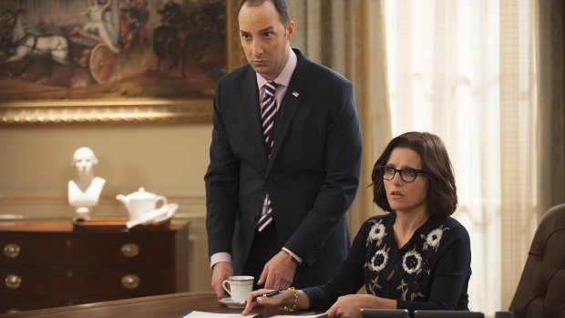 Kicked out of office: Tony Hale, left, and Julia Louis-Dreyfus in Veep.