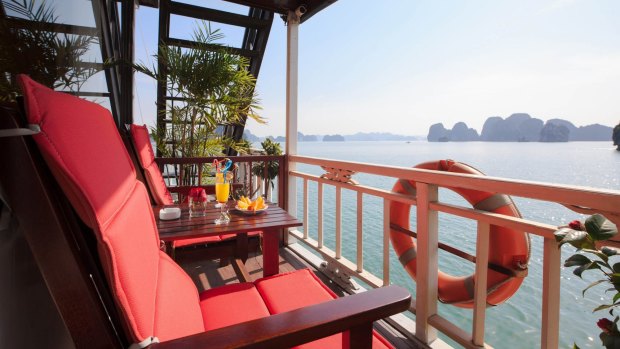 The deck view over Halong Bay with Helen Wong's Tours. 