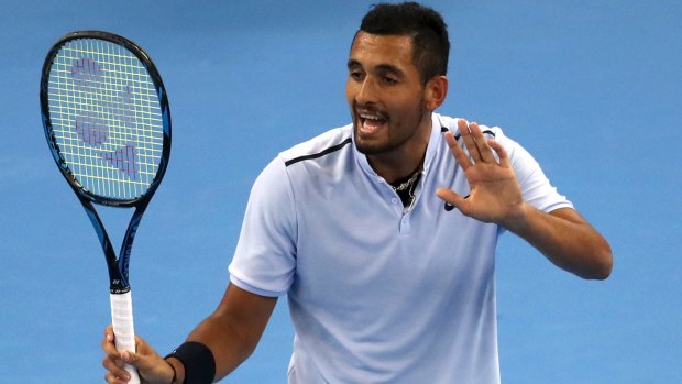More drama: Nick Kyrgios walked off the court at the Shanghai Masters after losing the first set to American Steve Johnson.