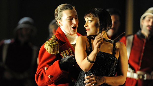 Sarah Connolly as Giulio Cesare and Danielle de Niese as Cleopatra in Handel’s opera Giulio Cesare.