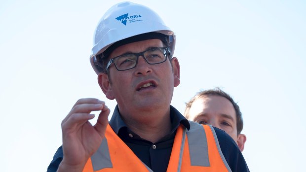 Back to work: Daniel Andrews in Murrumbeena on Thursday.