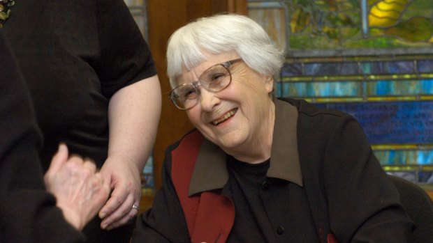Harper Lee on the campus of the University of Alabama in 2006. 