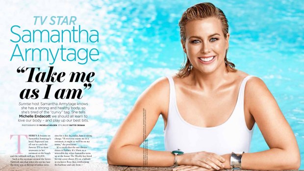 Samantha Armytage appears in her first swimsuit shoot.