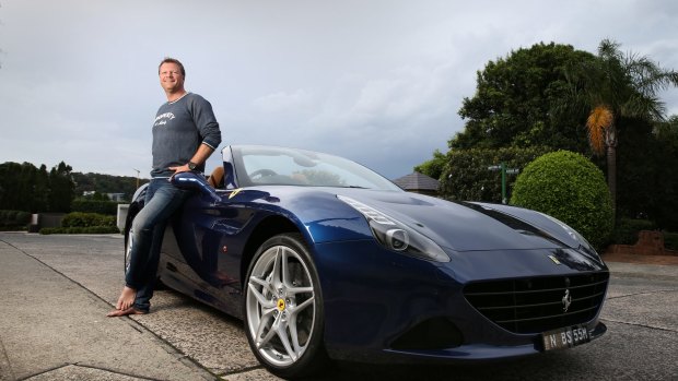 Brett Whitford with his Ferrari near his Mosman home. 
