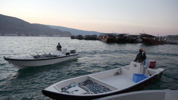 Fishermen bring in their catch at Khasab, on Oman's northern Musandam Peninsula.