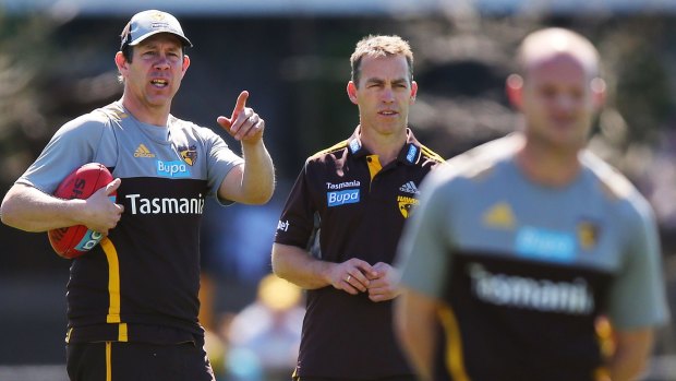 Assistant coach Brett Ratten (left) returned to work this week after the death of his son.
