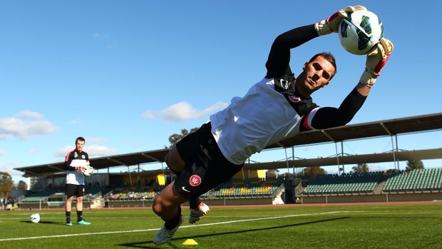 Ante Covic runs some drills during Wanderers training at the Blacktown International Sportspark.