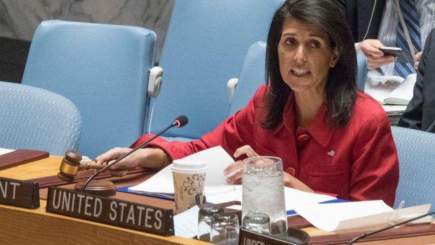 United States' Ambassador to the United Nations and current Security Council President Nikki Haley.