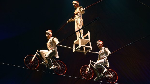 's high-wire team take to the skies for Cirque du Soleil. 