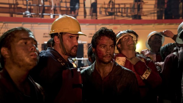 The oil rig's crew in the movie <i>Deepwater Horizon</i>.