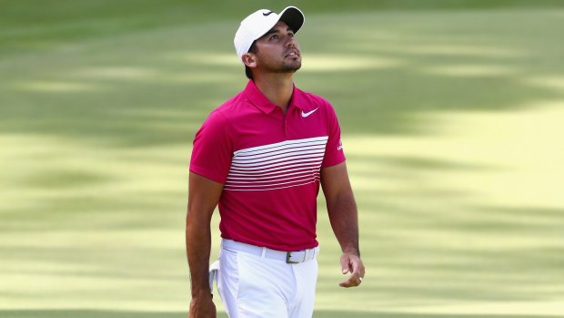 CROMWELL, CT - JUNE 22: Jason Day of Australia reacts to his putt on the 15th green during the first round of the Travelers Championship at TPC River Highlands on June 22, 2017 in Cromwell, Connecticut. (Photo by Tim Bradbury/Getty Images)
