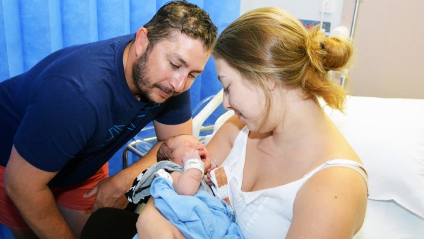 Meet Liam Beasley, one of the first babies born in 2017 to proud parents Kayla O'Meara and Lee Beasley at Logan Hospital.