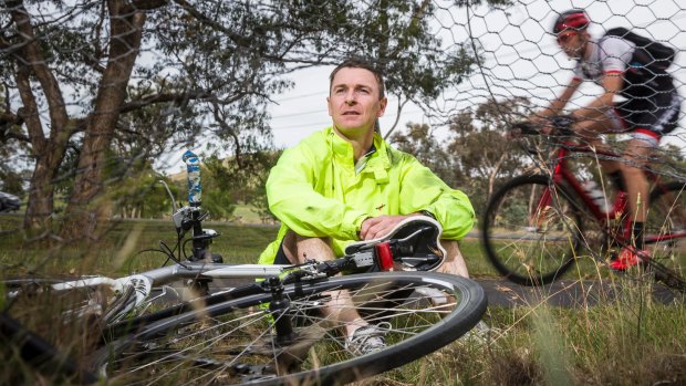 Cyclist Darren Jones was knocked off his bike by a kangaroo while riding on the bike path that runs parallel to Bindubi Street, Aranda
