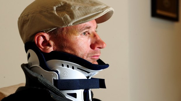 Brendan Ward at home early in his recovery after his race fall at Wagga Wagga .