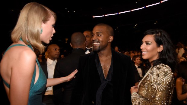 Kardashian West with Taylor Swift and Kanye West in happier times.