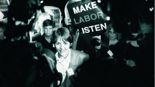 Liberal leader Kate Carnell on election night 1995, after it became clear she would become chief minister.