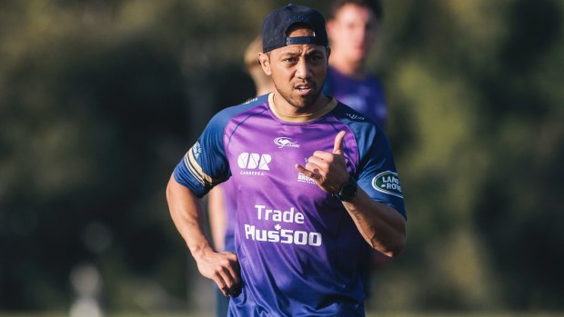 Christian Lealiifano training on Monday afternoon ahead of his expected Super Rugby return.