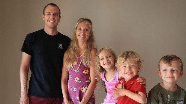Dr Chris Ferrie with his wife Lindsay and children Dylan, Wesley and Maxwell. 