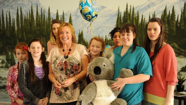 Sullivan at far right with some of the cast of Mental, her first film. Rebecca Gibney is fourth from left, Deborah Mailman third from right.