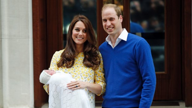 Nice work for some: Kate, William and baby Charlotte in London on Saturday.