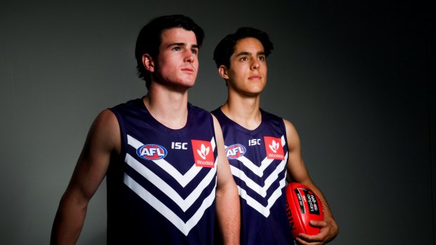 New draftees Andrew Brayshaw (left) and brother Hamish also have a Kangaroos heritage
