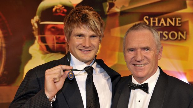 Top of his game: Watson with the Allan Border medal and the man himself