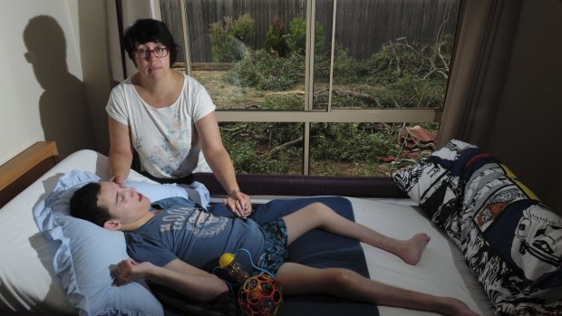 Karla Tremethick believes her 19-year-old son, Sam, could have been killed by the limb that snapped from a huge gum tree and crashed into his bedroom during Thursday's storm. 