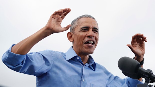 President Barack Obama campaigns for Hillary Clinton at Osceola County Stadium in Kissimmee, Florida, on Sunday.