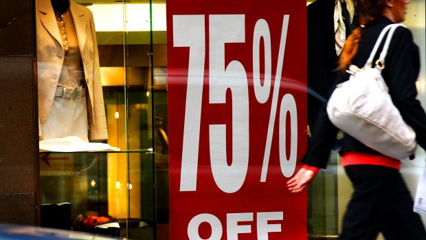 Monday's data showed sales of clothing, footwear and personal accessories dipped 0.4 per cent, likely in part due to falling prices amid intense competition.