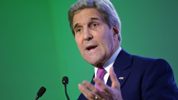 US Secretary of State John Kerry speaking at the conference.