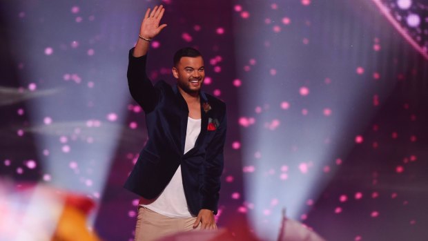 Guy Sebastian, of Australia,  during the final of the Eurovision Song Contest. 