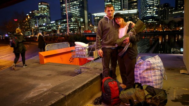 Homeless couple Dave and Kellie were evicted  from their makeshift camp at Enterprize Park in the city in June.