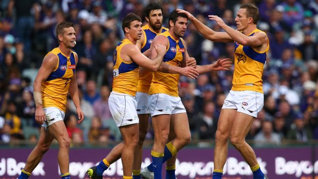 Fine feather: West Coast's Jack Darling after slotting a goal.