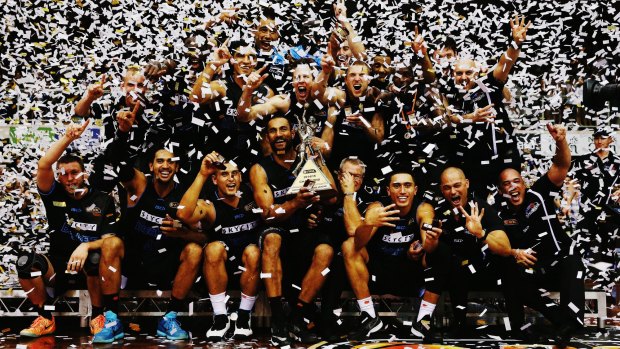 Champions: The New Zealand Breakers celebrate after winning game two of the NBL Grand Final series against the Cairns Taipans in Auckland to seal the title.