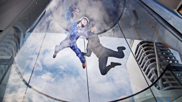 The skydiving simulator on Royal Caribbean's Ovation of the Seas.