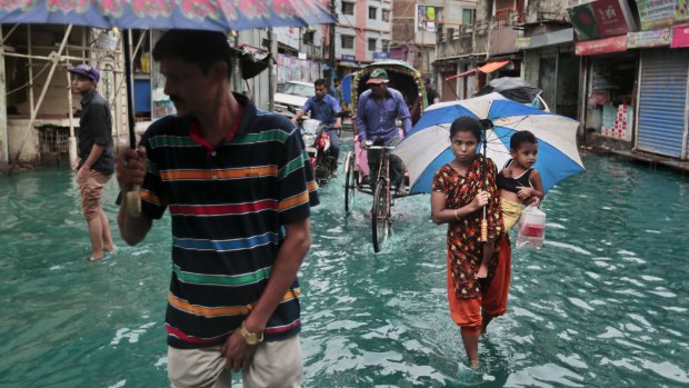 Large parts of low-lying Bangladesh flood each year with much of the country sitting on mud.