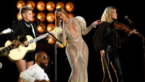 Beyonce and the Dixie Chicks perform at the 50th Annual CMA Awards in Nashville.