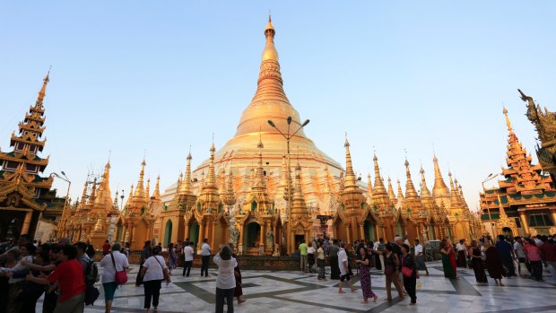 The diamond-encrusted Shwedagon Pagoda.