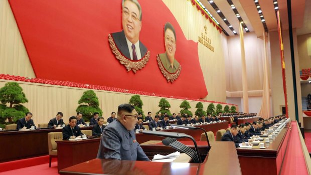 North Korean leader Kim Jong Un speaks at a ruling party conference in Pyongyang just before Christmas. 