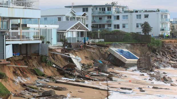 After the big storm, houses at Collaroy Beach front.